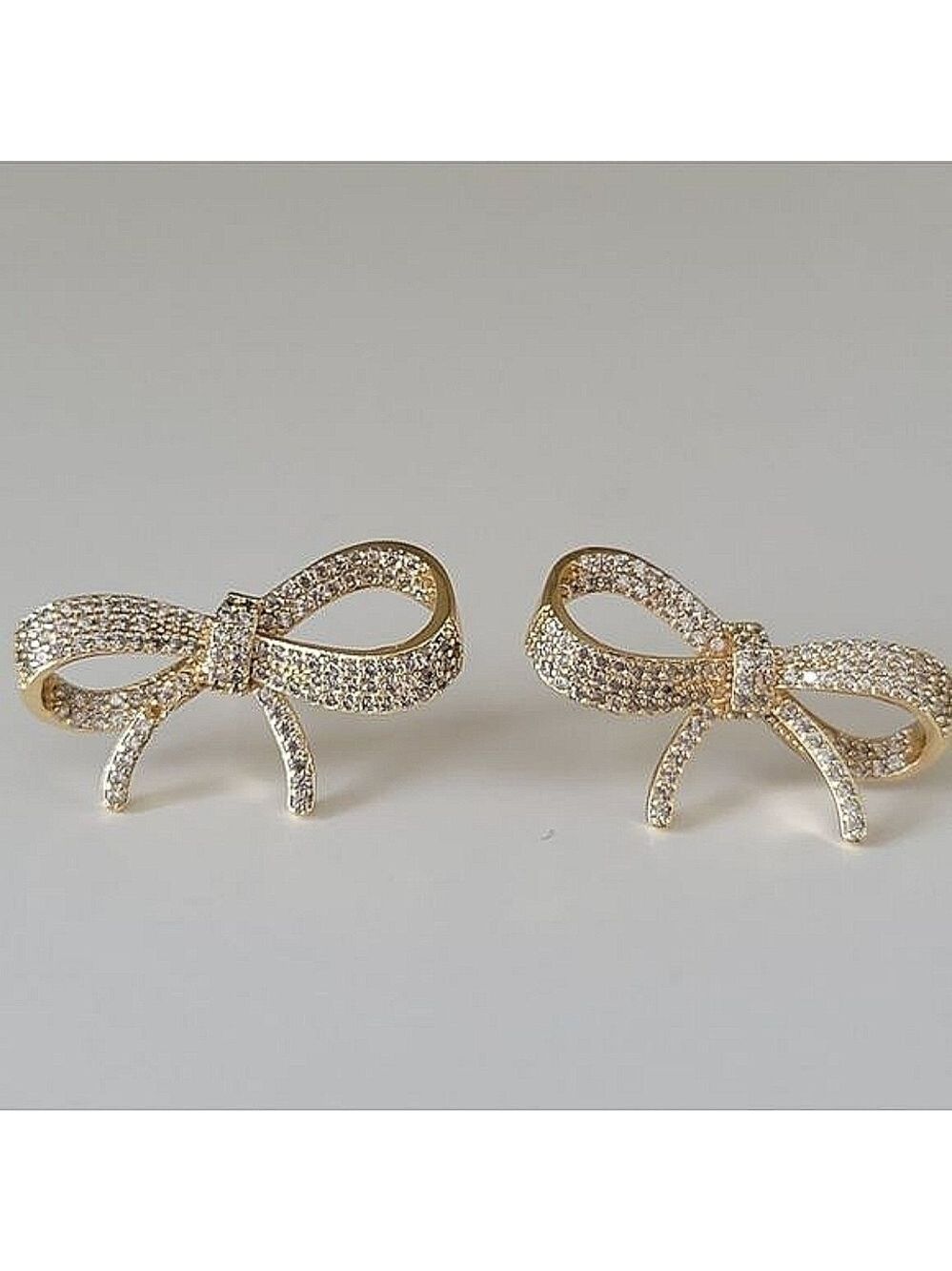 Earrings 𝅺Gold Tone Crystal Bow Earrings #0081